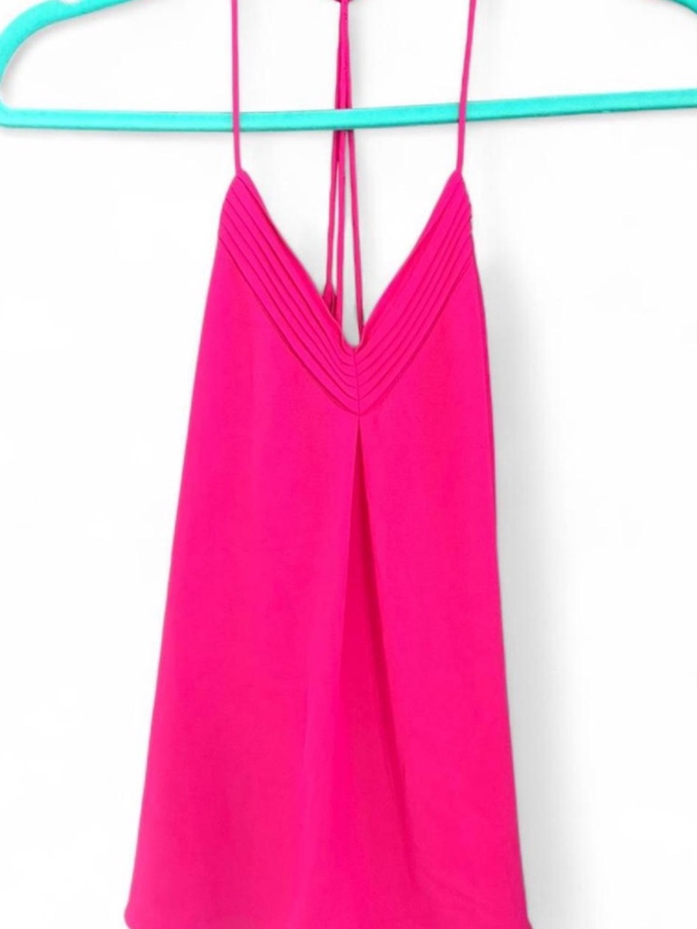 Naked Zebra Bright Pink V-Neck Spaghetti Strap Tank